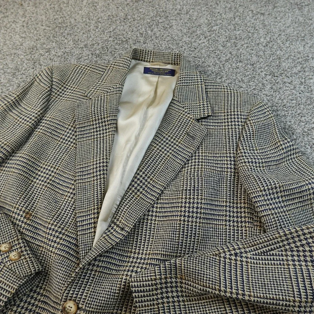 VTG Brooks Brothers Blazer Mens 42L Brown Tweed Plaid Sport Coat Suit Jacket USA